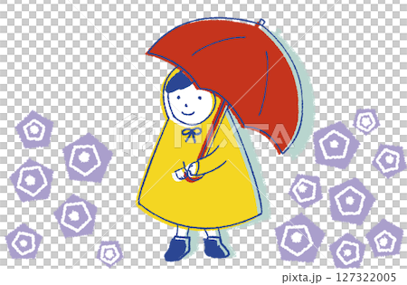 A child holding an umbrella and hydrangeas A child holding an umbrella and hydrangeas 127322005