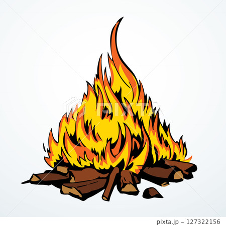 Vector drawing. Big camp fire 127322156