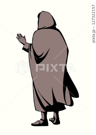 Vector drawing. The man in the coat. Back view 127322157