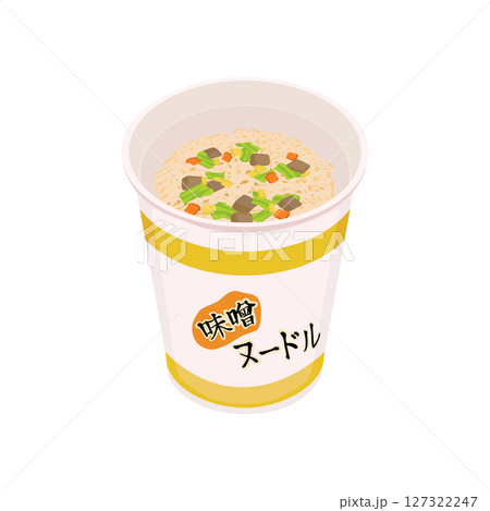 味噌味のカップ麺の蓋を取ったイラスト 127322247