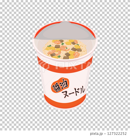 一杯打開的醬油口味泡麵插圖 一杯打開的醬油口味泡麵插圖 127322252