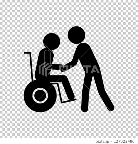 Icon of a person supporting a person in a wheelchair 127322496