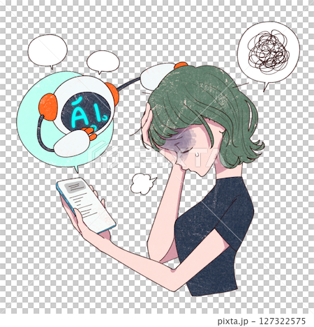 一位女士向人工智慧諮詢她的問題 一位女士向人工智慧諮詢她的問題 127322575