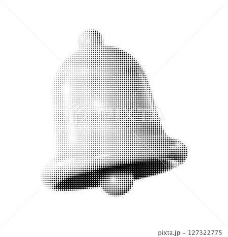 Retro halftone bell vector illustration, perfect for vintage design projects. Capture attention with this classic dotted style, ideal for holiday events and notifications. High-resolution graphic 127322775