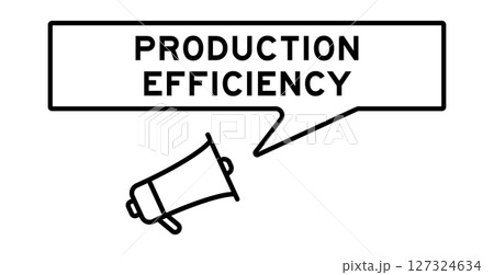 Megaphone icon with speech bubble in word production efficiency on white background 127324634