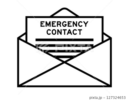 Envelope and letter sign with word emergency contact as the headline Envelope and letter sign with word emergency contact as the headline 127324653