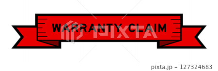 Red ribbon label banner with word warranty claim on white background Red ribbon label banner with word warranty claim on white background 127324683