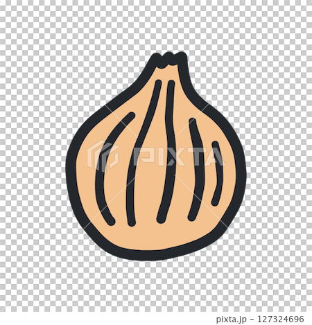 Onion outline hand-drawn color illustration 127324696