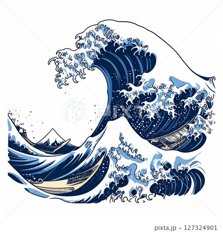 Large Blue Ocean Wave Illustration Large Blue Ocean Wave Illustration 127324901