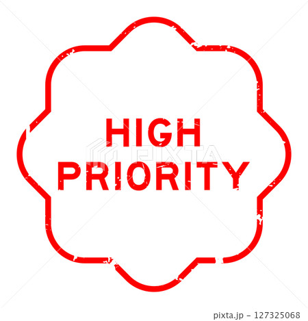 Grunge red high priority word rubber seal stamp on white background Grunge red high priority word rubber seal stamp on white background 127325068