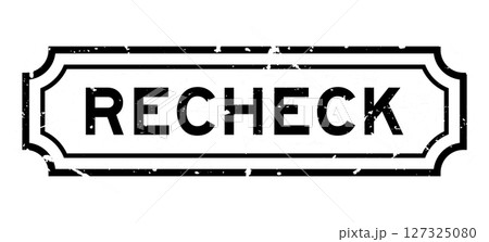 Grunge black recheck word rubber seal stamp on white background 127325080
