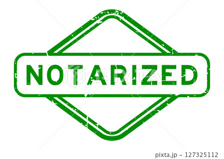Grunge green notarized word rubber seal stamp on white background 127325112