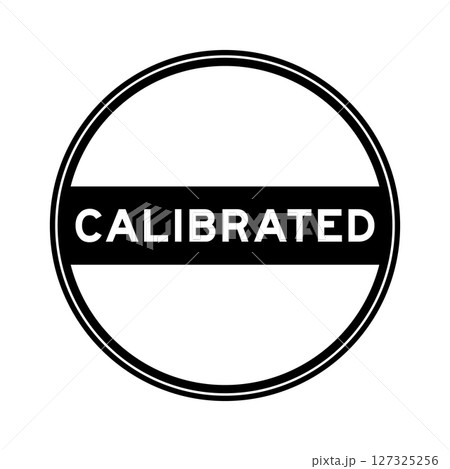 Black color round seal sticker in word calibrated on white background Black color round seal sticker in word calibrated on white background 127325256