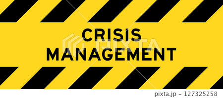 Yellow and black color with line striped label banner with word crisis management 127325258