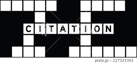Alphabet letter in word citation on crossword puzzle background 127325301