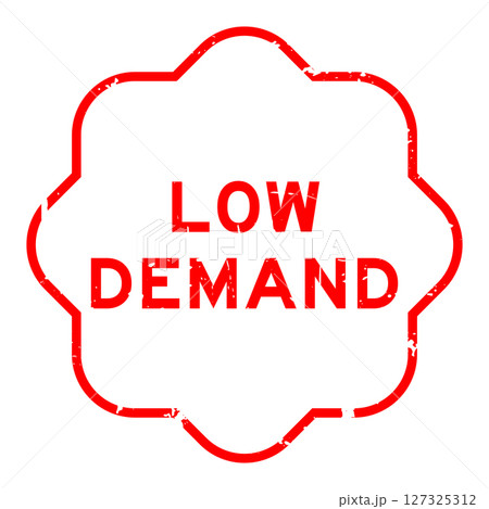 Grunge red low demand word rubber seal stamp on white background 127325312