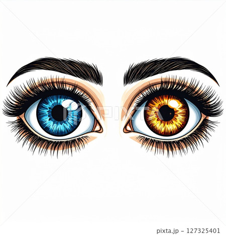 Close Up Of Two Eyes With Different Colors, Blue And Brown 127325401