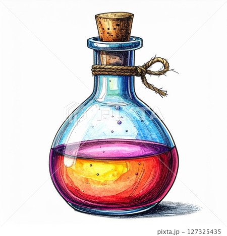 Colorful Glass Potion Bottle with Cork 127325435