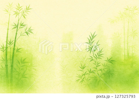 竹　笹の水墨画風背景イラスト　AI生成画像 127325793