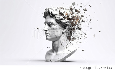 Disintegrating White Marble Bust Profile Disintegrating White Marble Bust Profile 127326133
