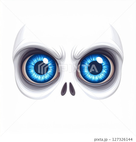 Cartoon Skull with Glowing Blue Eyes Cartoon Skull with Glowing Blue Eyes 127326144