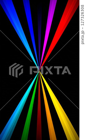 Colorful Pixel Rainbow Rays on Black Background Colorful Pixel Rainbow Rays on Black Background 127326308