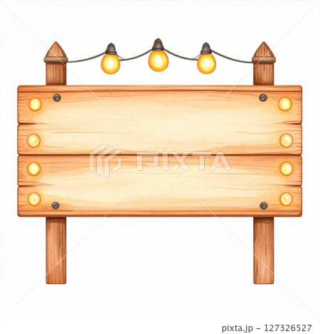 Rustic Wooden Sign with String Lights Rustic Wooden Sign with String Lights 127326527
