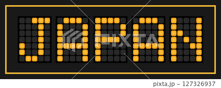 Orange color led banner in word japan on black background 127326937
