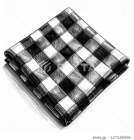 Folded Black and White Checkerboard Pattern 127326956