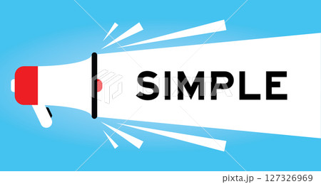 Color megaphone icon with word simple in white banner on blue background 127326969