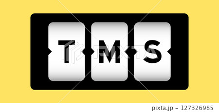 Black color in word TMS (Abbreviation of Transportation management system or Transcranial magnetic stimulation) on slot banner with yellow color background 127326985