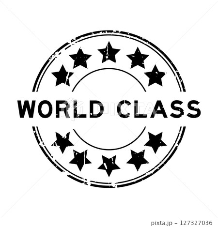 Grunge black world class word round rubber seal stamp on white background Grunge black world class word round rubber seal stamp on white background 127327036
