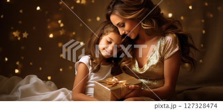 mother daughter bonding present gift gold theme xmas, ai mother daughter bonding present gift gold theme xmas, ai 127328474