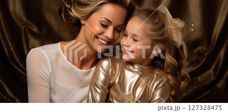 mother daughter bonding present gift gold theme xmas, ai mother daughter bonding present gift gold theme xmas, ai 127328475