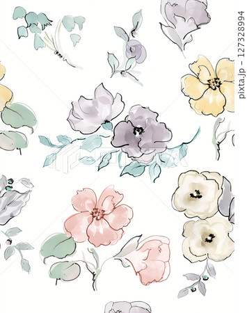 Whimsical Floral Design Series for Aesthetic Projects 127328994