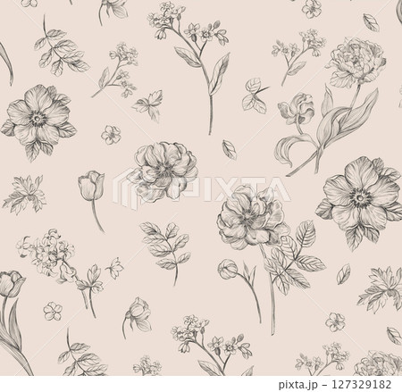 Artistic Flower Print Set for Creative Design 127329182