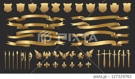Golden heraldic symbols 127329762