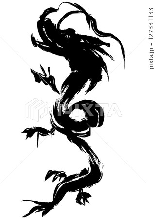 龍・ドラゴンの墨絵風イラスト素材 ベクター 龍・ドラゴンの墨絵風イラスト素材 ベクター 127331133