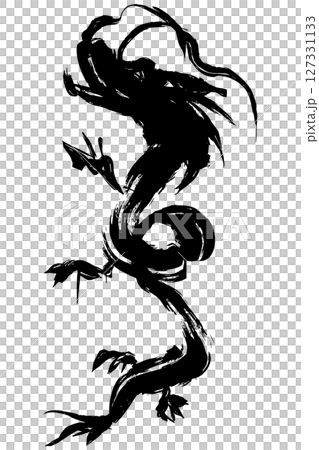 龍・ドラゴンの墨絵風イラスト素材 ベクター 龍・ドラゴンの墨絵風イラスト素材 ベクター 127331133
