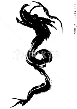 龍・ドラゴンの墨絵風イラスト素材　ベクター 127331134
