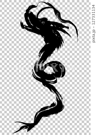 龍・ドラゴンの墨絵風イラスト素材　ベクター 127331134