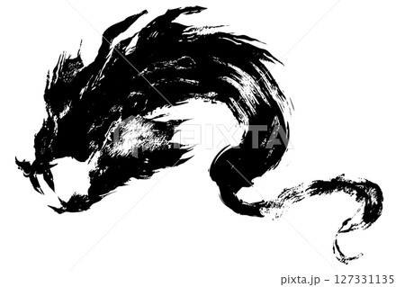 龍・ドラゴンの墨絵風イラスト素材 ベクター 龍・ドラゴンの墨絵風イラスト素材 ベクター 127331135