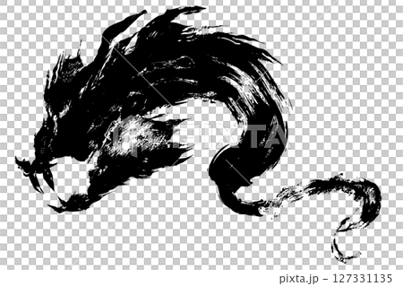 龍・ドラゴンの墨絵風イラスト素材 ベクター 龍・ドラゴンの墨絵風イラスト素材 ベクター 127331135
