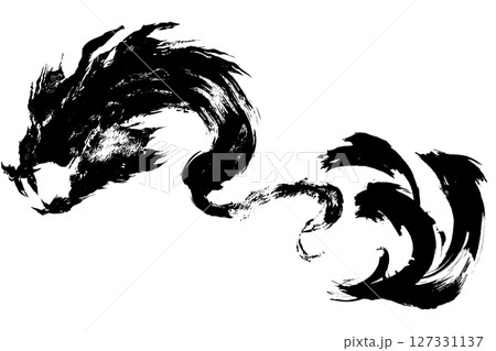 龍・ドラゴンの墨絵風イラスト素材　ベクター 127331137