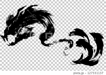 龍・ドラゴンの墨絵風イラスト素材　ベクター 127331137