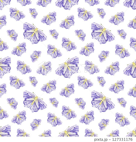 Watercolor moths, seamless pattern. Hand painted, watercolor print. 127331176