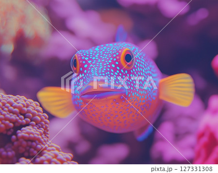 Beautiful aquarium fish swimming gracefully in clear water, close-up, tropical and colorful. Beautiful aquarium fish swimming gracefully in clear water, close-up, tropical and colorful. 127331308