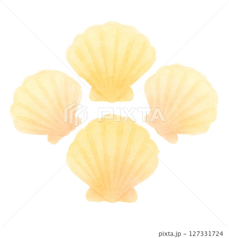 やさしい色合いのホタテ貝シェル・水彩風の海のイラスト素材(切り抜きPNG) やさしい色合いのホタテ貝シェル・水彩風の海のイラスト素材(切り抜きPNG) 127331724