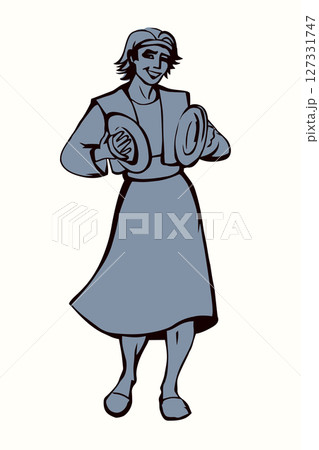 The ancient Jewish man are having fun. Vector drawing 127331747