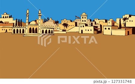 Old Arabic city. Vector drawing 127331748